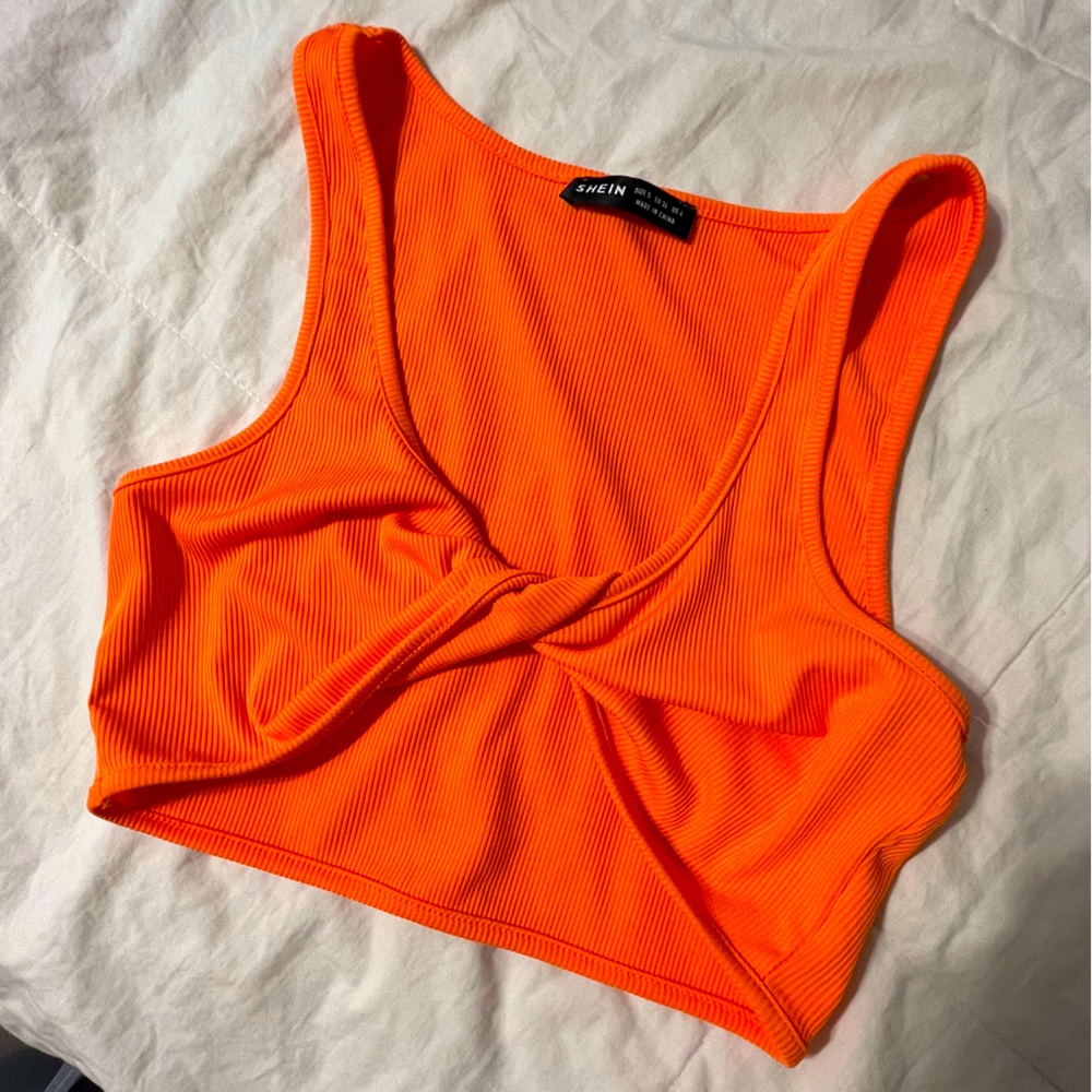 SHEIN size small crop twist tank, neon orange!